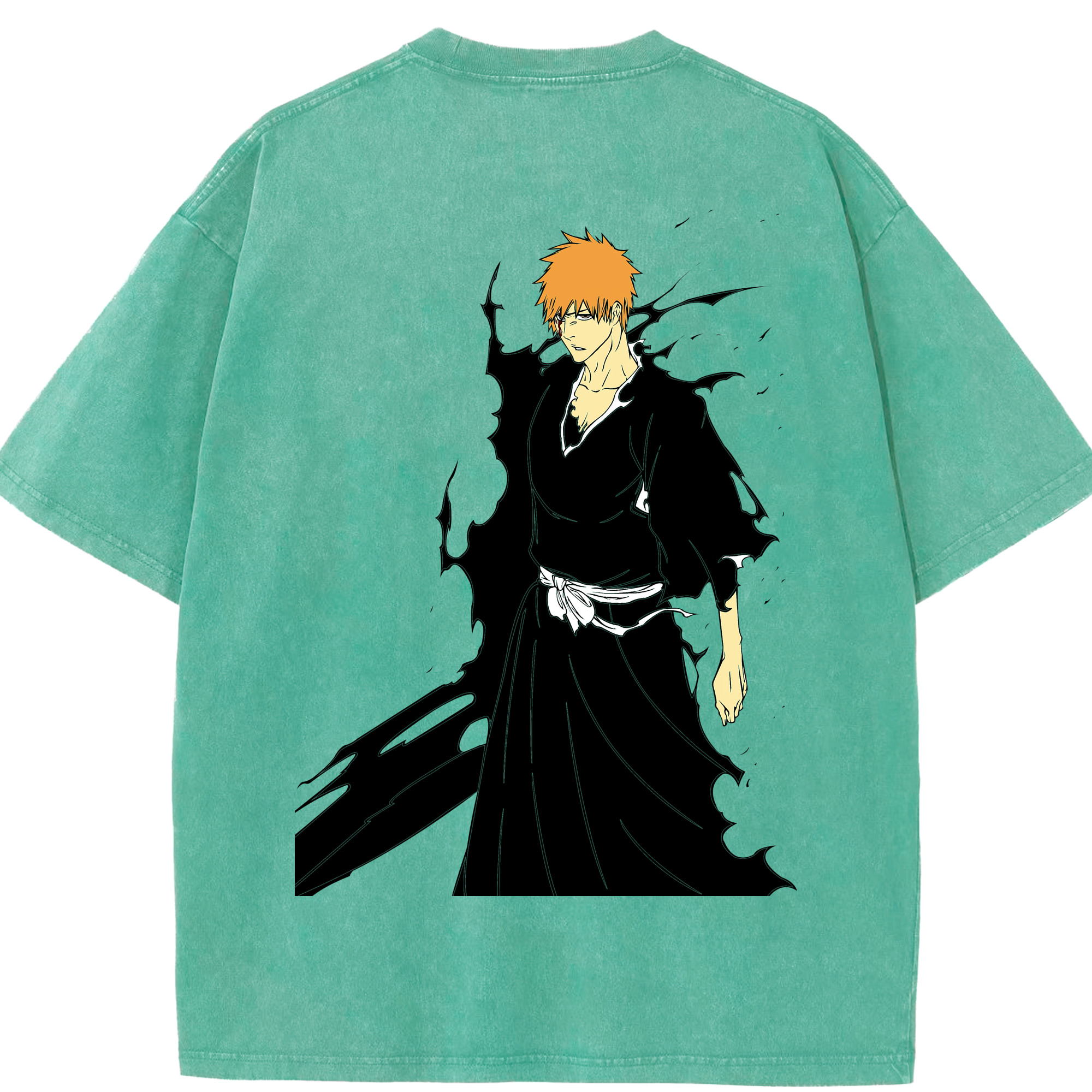（画像用） ブリーチ 黒崎一護（くろさき いちご）BLEACH Kurosaki Ichigo 綿100% ヴィンテージ風 半袖Tシャツ（背面プリント）